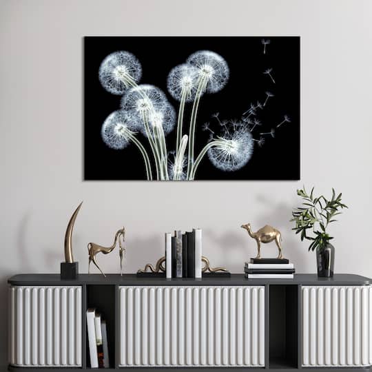 Empire Art Direct 48" x 38" 3D Dancing Dandelions Frameless Free Floating Printed Tempered Glass Wall Art